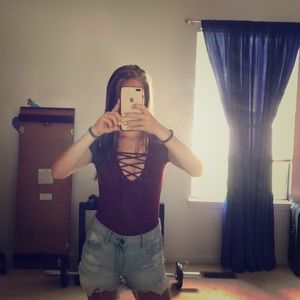Maroon body suit